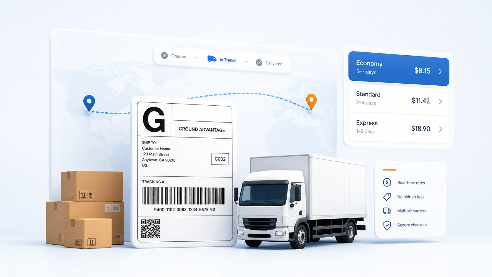 Parcel on a scale before a label is bought